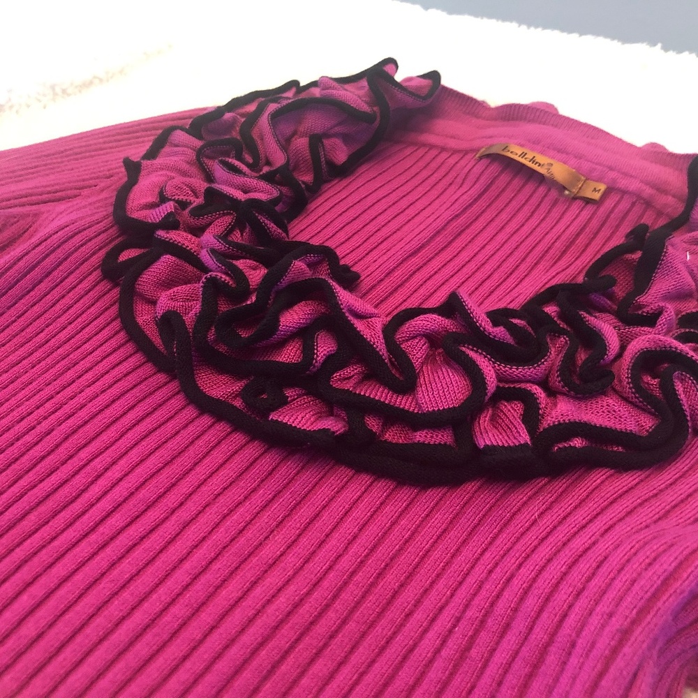 Belldini Pink Top with Ruffled Neckline